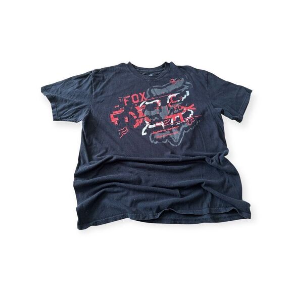 Fox Racing Graphic Vintage Y2K Faded Thrashed Punk Grunge Relaxed Fit Tee Shirt - Picture 2 of 4
